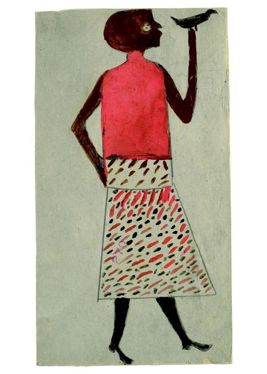 "Woman with Bird, ca. 1940-1942" by Bill Traylor 