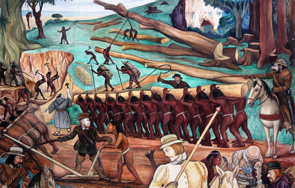 Mural: The Arrival of Cortés, Palacio Nacional de Mexico. Diego Rivera
